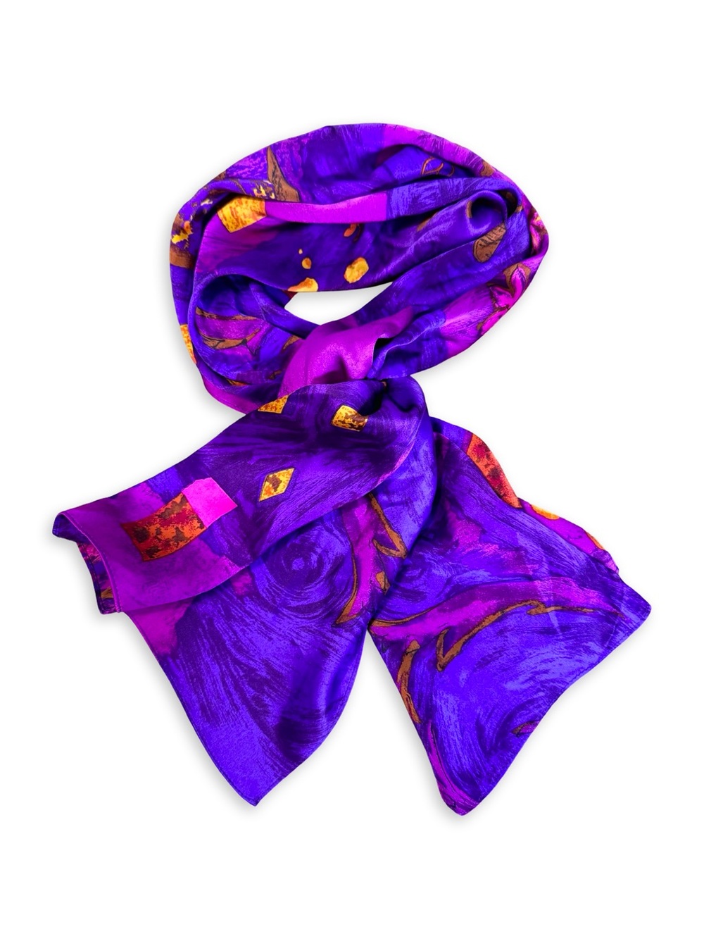 NWT Vintage St. John by Marie Gray 100% Silk Scarf Purple African Violet